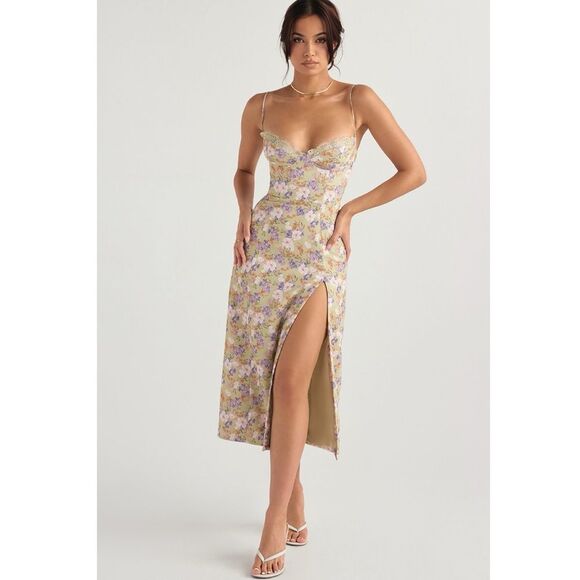 House of CB Charlotte Peony Print Midi Dress Plus Cup L NWOT - Picture 4 of 16